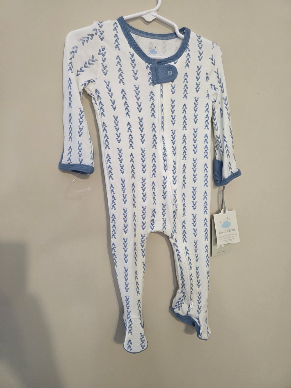 cloud island White Footed One-Piece with Blue Arrow Print